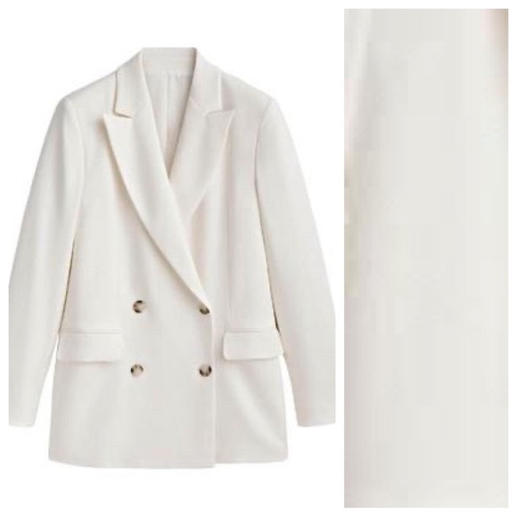 NWT. Massimo Dutti White Double-Breasted Blazer. Size 10. - Picture 4 of 12